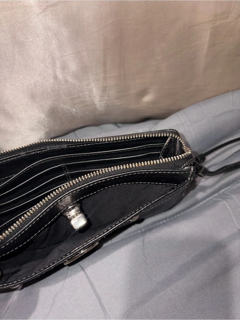 Coach Black Leather Wristlet Clutch with Turn-Lock